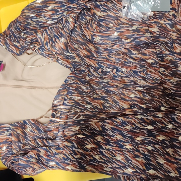 Vince Camuto Plus Size Metallic Printed Maxi Dress - Classic Navy 2x/3X - Picture 2 of 12